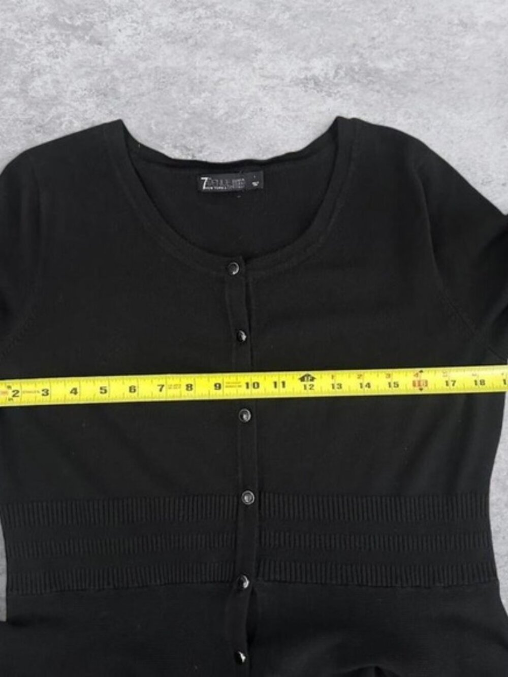 7th Avenue Design Studio NY&Co Black Peplum Button Front Cardigan Sweater Large